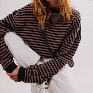 NWT Free People Classic Striped Oversized Crewneck Size Small